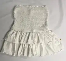 Hollister White Smocked Bubble Crop Top