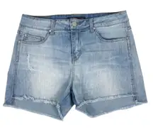 Ci Sono Jean Shorts Womens 29 Light Wash Denim High Rise Distressed Stretch