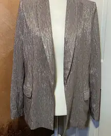 ASTR THE LABEL METALLIC PEWTER BLAZER JACKET SIZE MEDIUM