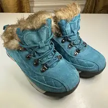 Lands End Powder Belle Teal Suede Shoe Snow Boot Women’s Size 6B 420475