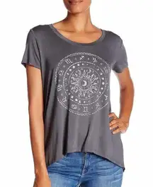 PROJECT SOCIAL T Womens Horoscope Short Sleeve Slub T-Shirt Grey Size Small
