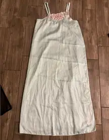 Cinema Etoile Blue nightgown Dress with Pink Floral Detail vintage size large