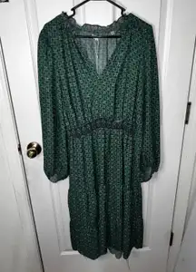 NWT  Green Geo Print Flowy Maxi Dress Extra Large Originally $175