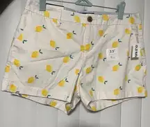 old navy white shorts w/ lemon designs all over