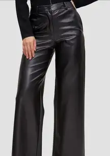 Lattelier Black Faux Leather Wide Leg Pants Women’s Size M