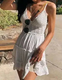 Crochet Ruffle Mini Bohemian Dress
