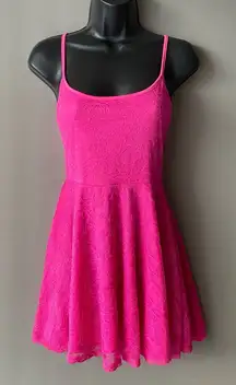 H&M sz 6 hot pink lace mini flare barbiecore‎ dress