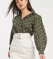 Mango Polka Dot Shirt in Khaki