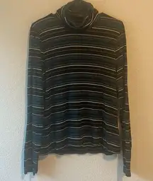 Veronica Beard XL Audrey Metallic Stripe Turtleneck