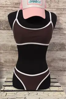 Brown and White Bikini Set