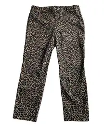 J. Crew Winnie Pant Cropped Ankle Brown Black Leopard Size 8 Animal Print NWOT
