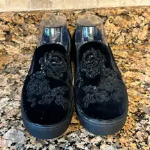 $180 Michael‎ Kors Kyle Slip-On Velvet Beaded Lace Sneakers in Black 8.5M