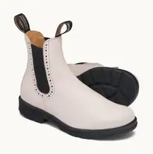 Blundstone Pearl White Leather Pull On Chelsea Ankle Boots Size 6.5