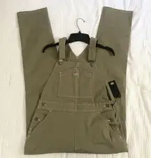 green relaxed fit bib overalls