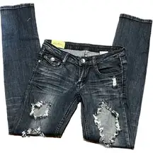 Machine jeans, women’s size 29, , mid rise, distressed,‎ cut out, straight leg