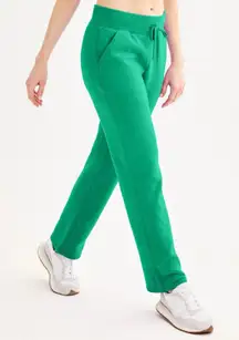 Tek Gear Sweatpants Large Green Ultrasoft Fleece Lounge Pants Mid Rise Straight