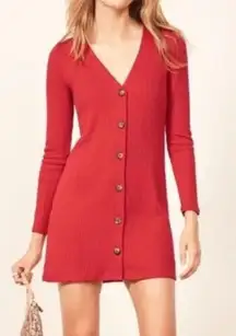 Reformation Jeans Agatha Ribbed Knit Button Down Dress Size Medium