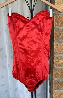 Lavish Red Satin Corset Romper sz small