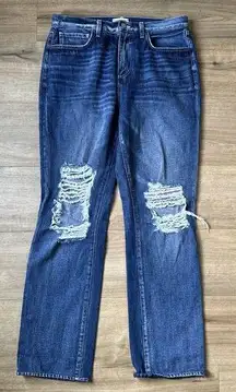 L’AGENCE Size 29 Rocky High Rise Newberry Distressed Denim Dark Wash 100% Cotton