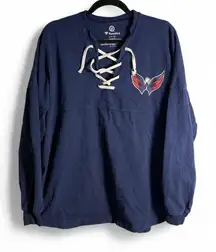 Fanatics size small S navy blue Washington Capitals lace-up sweatshirt
