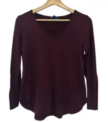 Apt. 9 Burgundy V-Neck Long Sleeve T-Shirt Small Tee Wine casual athleisure Red