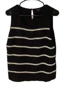 Talbots beaded striped blouse black size 8