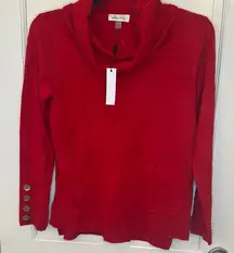 Melissa Paige Red Cowl‎ Neck Button Sleeve Sweater size M NWT