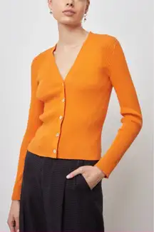 Rails Beau Ribbed Knit Cardigan in Tangerine Orange Large