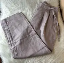 ASOS Linen Blend Side Tie High Waist Crop Pants Size 6