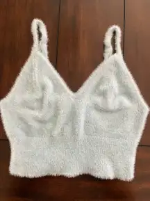 Light Blue Fuzzy Cami Crop Top