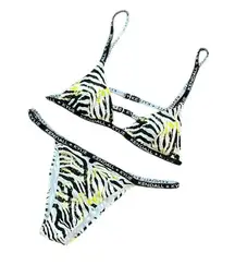 Kendall + Kylie Women's 2-Piece Tiger Print Bikini Set - Acid Zebra