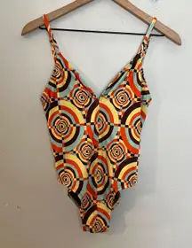 Gimaguas - One Piece Swimsuit Circle Geometric Pattern Beach Pool Resort Swim