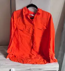 Zara Bright Orange Button Down Shirt