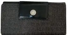 Bvlgari Bulgari logo authentic vintage long logomania in gray denim wallet