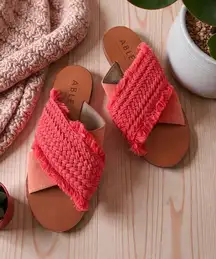 ABLE Orange Woven Braided Slides Sandals Size 7