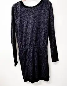 Converse One Star Womens Blue Knit Long Sleeve elastic waist midi Dress Size L