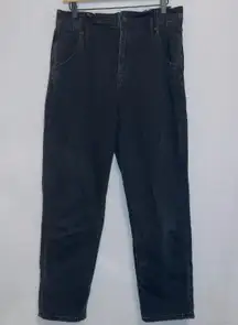 AE Black Wash Denim High Rise Paperbag Mom Jeans