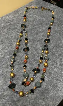032-020 Vintage Signed LCI Liz Claiborne 2 Tier  BEADS Beaded Necklace