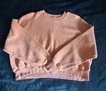 Aerie Coral Crewneck Ribbed Sweater Cropped Oversized Pullover