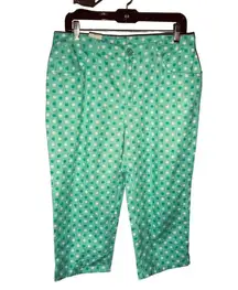 BILL BLASS LADIES PETITE GREEN WHITE POLKA DOT 5POCKET JEANS WEAR CAPRIS NWT 10P