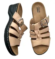 Clarks Tan Leather Lexi Opal Slip On Sandals