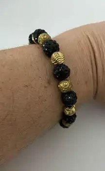 Handmade black and gold bead bracelet