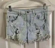 Altered State Light Wash Pom Trim Denim Shorts size 28
