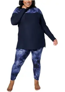 Cuddl Duds Cozy Jersey Fleece Mock Neck Printed Set Navy