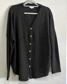 Umgee black waffle‎ button up cardigan size L BIN G