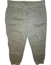 Gap Women's Large Green Jogger Pants Ribbed Waist‎ Cargo Style Pockets