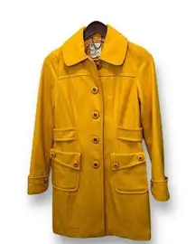 Tulle Anthropologie Women's Peacoat ‎ XS Mustard Yellow Retro Mod 70s Minimalist