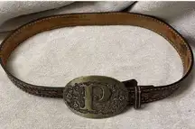 Ladies Western‎ Cowgirl Tooled Brown Leather Patsy Belt Size 30”