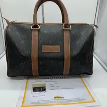 Christian Dior Black Brown Monogram Trotter Honeycomb Boston Duffle Bag With Loc