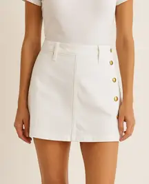 FRAME white side button mini stretch skirt
